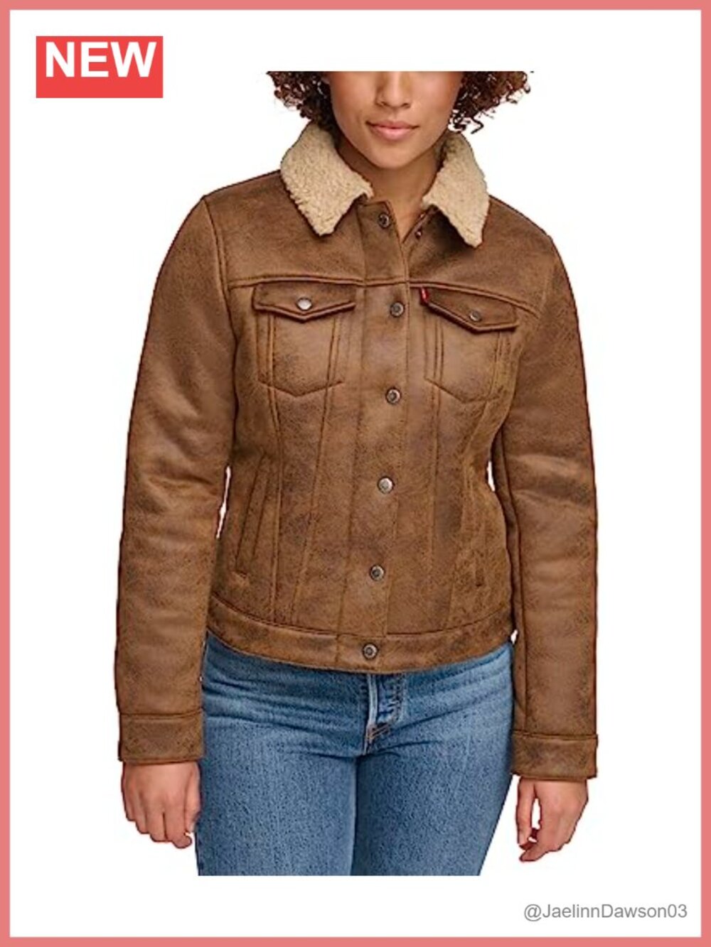 Sherpa Lined Trucker Jacket Faux Leather Aviator Cold Weather
